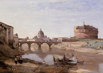  romanticism painting - Rome Castle SantAngelo plein air Romanticism Jean Baptiste Camille Corot